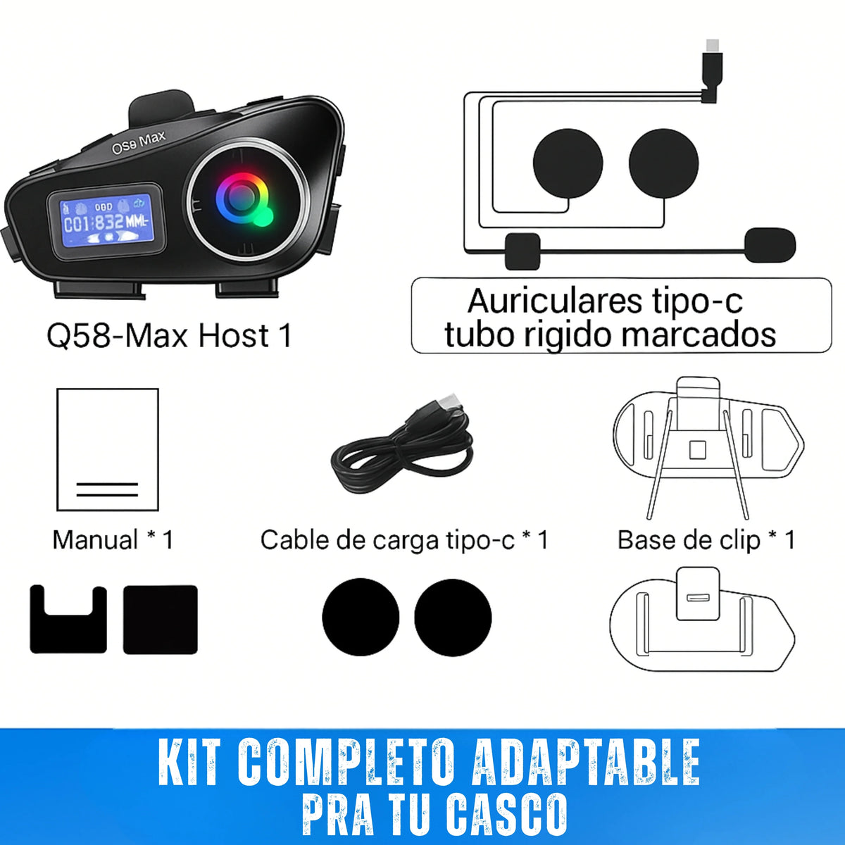 Intercomunicador Bluetooth Q58-Max para Moto