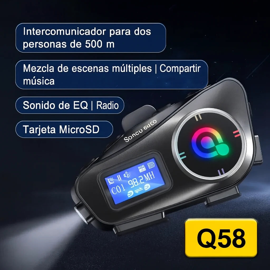 Intercomunicador Bluetooth Q58-Max para Moto