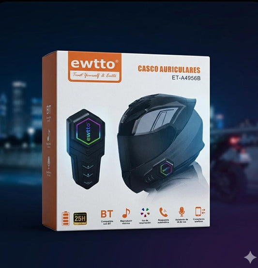 AURICULAR Bluetooth para Moto EWTTO – Música, Llamadas y Comodidad Mientras Conduces
