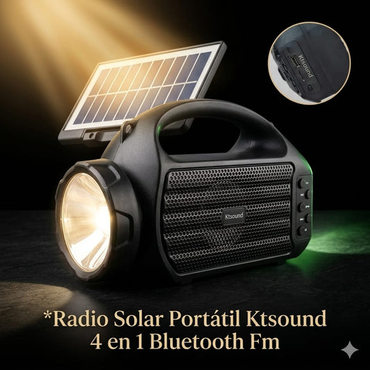 Radio Solar Multifuncional  Linterna + Parlante + Power Bank | Ideal Emergencias y Camping