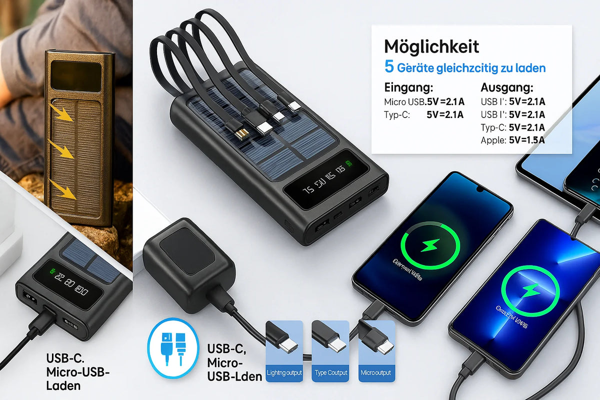 Banco de Carga Power Bank Solar 12.000 Mah