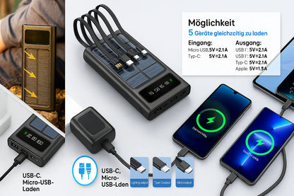 Banco de Carga Power Bank Solar 12.000 Mah